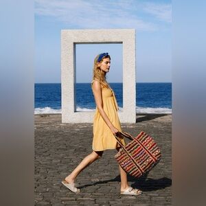 dRA Los Angeles Anthropologie Sunshine Dress Yellow Mini Dress Cotton Linen